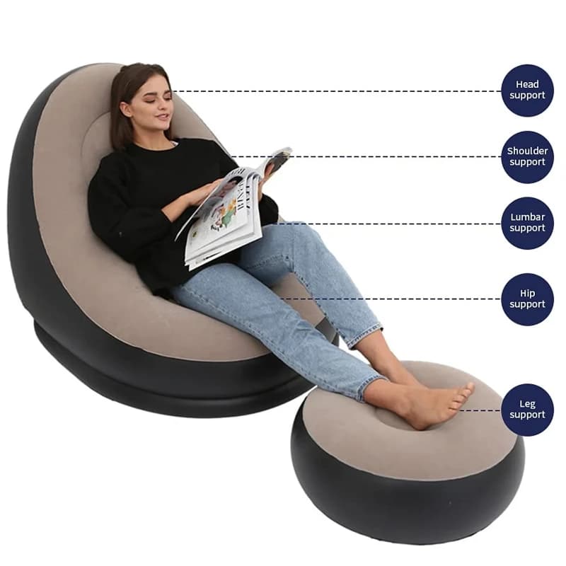 Portable Inflatable Air Sofa, Lounge Chair With Pump For Indoor Outdoor Use - Image 3