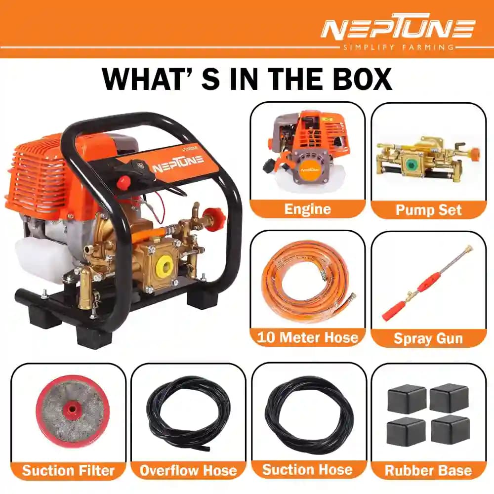 Neptune PW-768B 4-Stroke Portable Power Sprayer, 31CC Petrol Engine, 15 Meter Hose, High Pressure Up To 35 Feet Spray, Ideal For Farming & Garden - Image 6