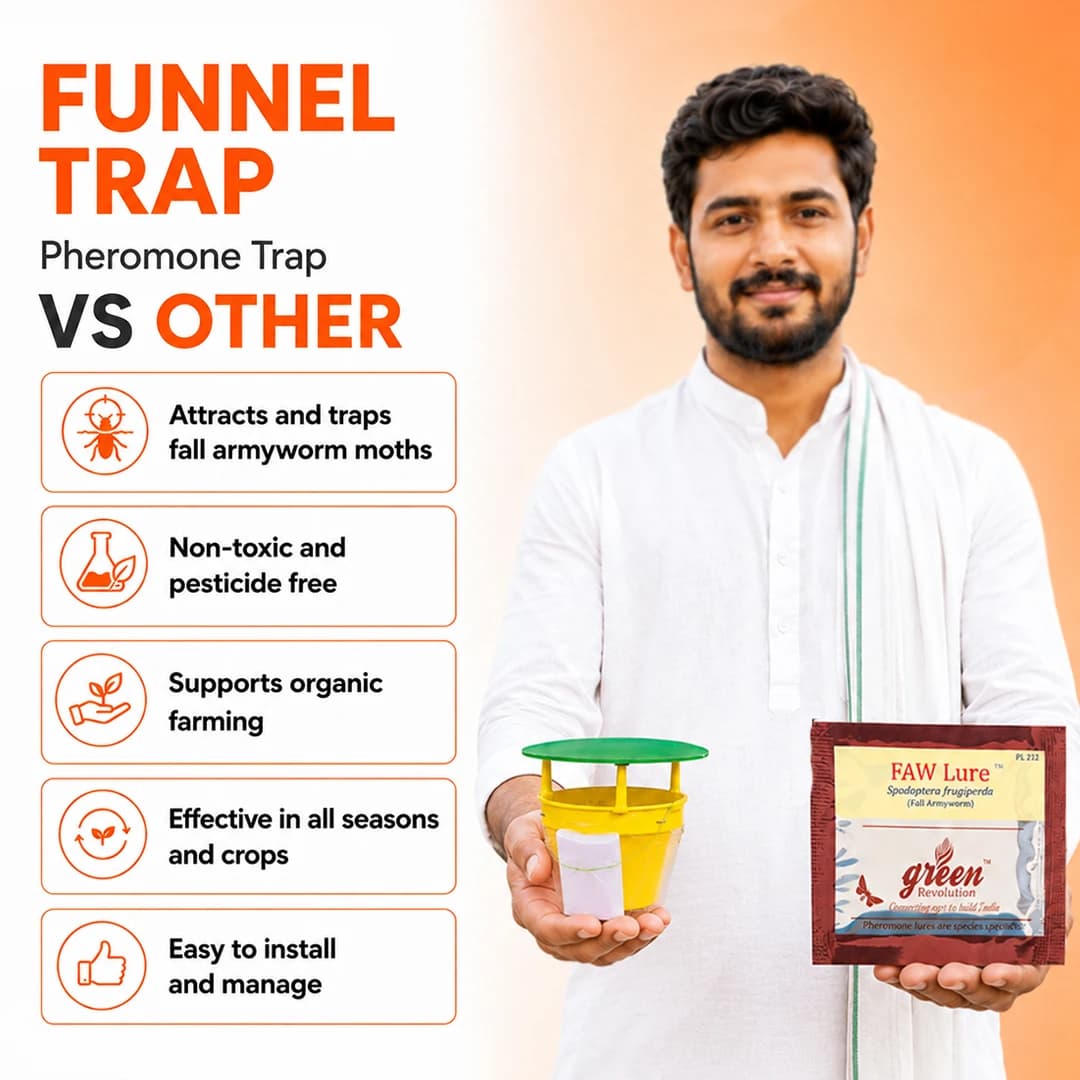 Funnel Trap With FAW (Fall Army Worm or Spodoptera frugiperda Pheromone Lure) for Maize, Rice, Sugarcane and Other Crops. - Image 13