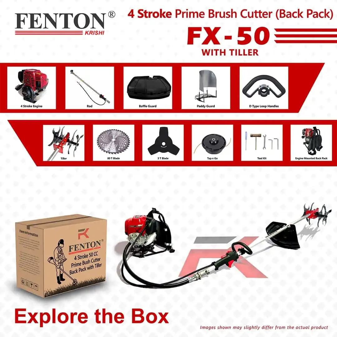 Fenton Krishi Back Pack FX-50 Prime Brush Cutter, 50CC, 4-Stroke, 1.8HP Engine, 750ML Fuel Tank, Best For Gardens, Backyards, Small Fields - Image 5