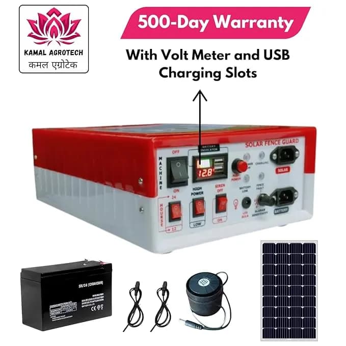 Kamal Agrotech Zatka Machine Kit With Solar Panel, Battery, Siren, Insulator - For 50 Acre - Image 9