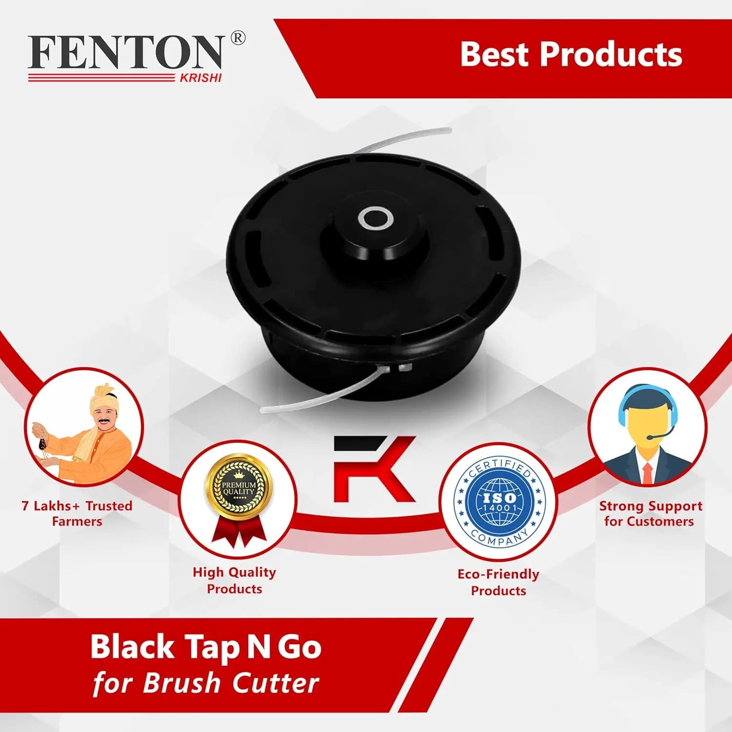 Fenton Krishi FTK-TP-RR Red Tap N Go, For Brush Cutter, Grass Trimming (Manual Feed) - Image 4