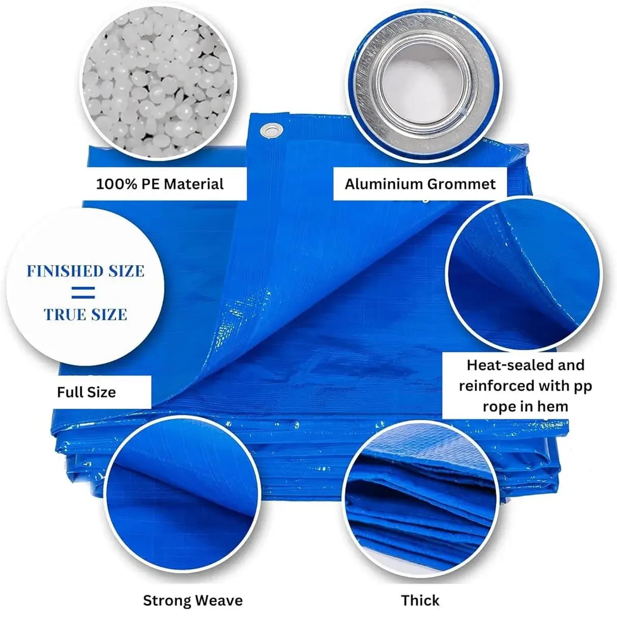 Singhal Blue Tarpaulin Sheet 170 GSM Heavy Duty Waterproof Tirpal - Image 3