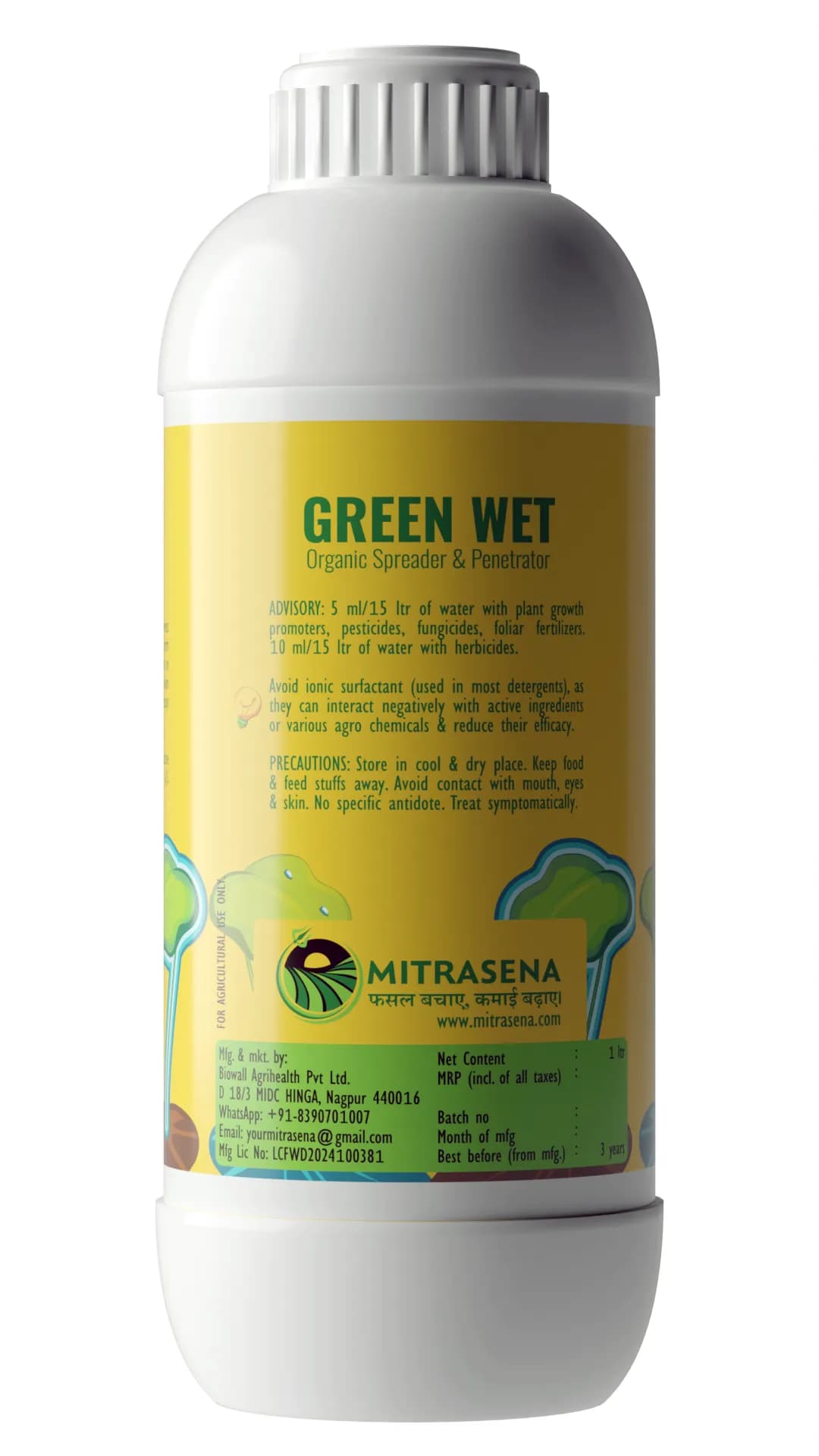 Biowall GREEN WET Spreader, Silicon Surfactant, Non-Ionic, Reliable Activator For All Crops - Image 3