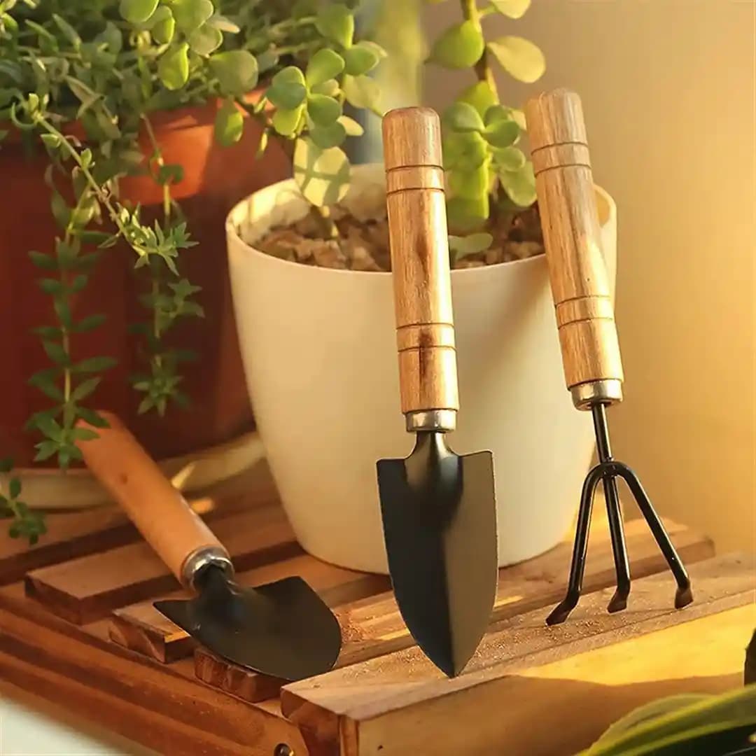 Garden Tool Kit With Wooden Handles For Planting, Potting, Ideal For Home And Farms - Image 3
