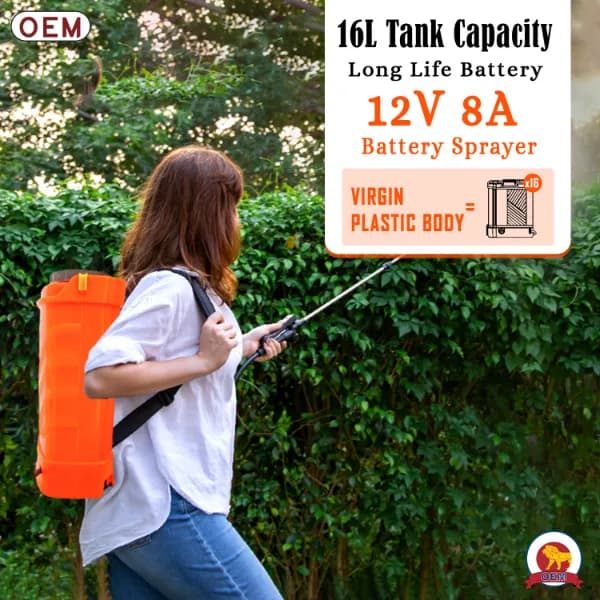 OEM Battery Operated Sprayer 12V x 8A (16 Liter Capacity) High-Pressure Knapsack For Agriculture, Gardening & Pest Control - Image 5