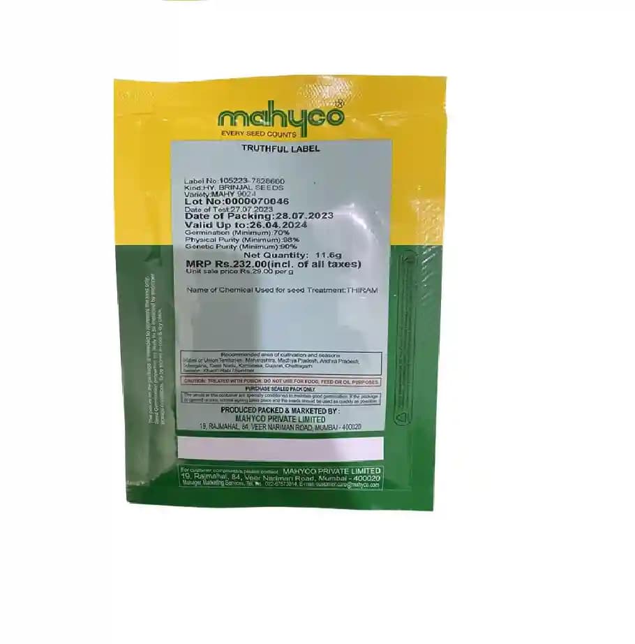 Mahyco Mahy 9024 Hybrid Brinjal Seeds, Attractive Jamuni-Purple Color and Oval-Round Shape Fruit (2000 Seeds) - Image 2