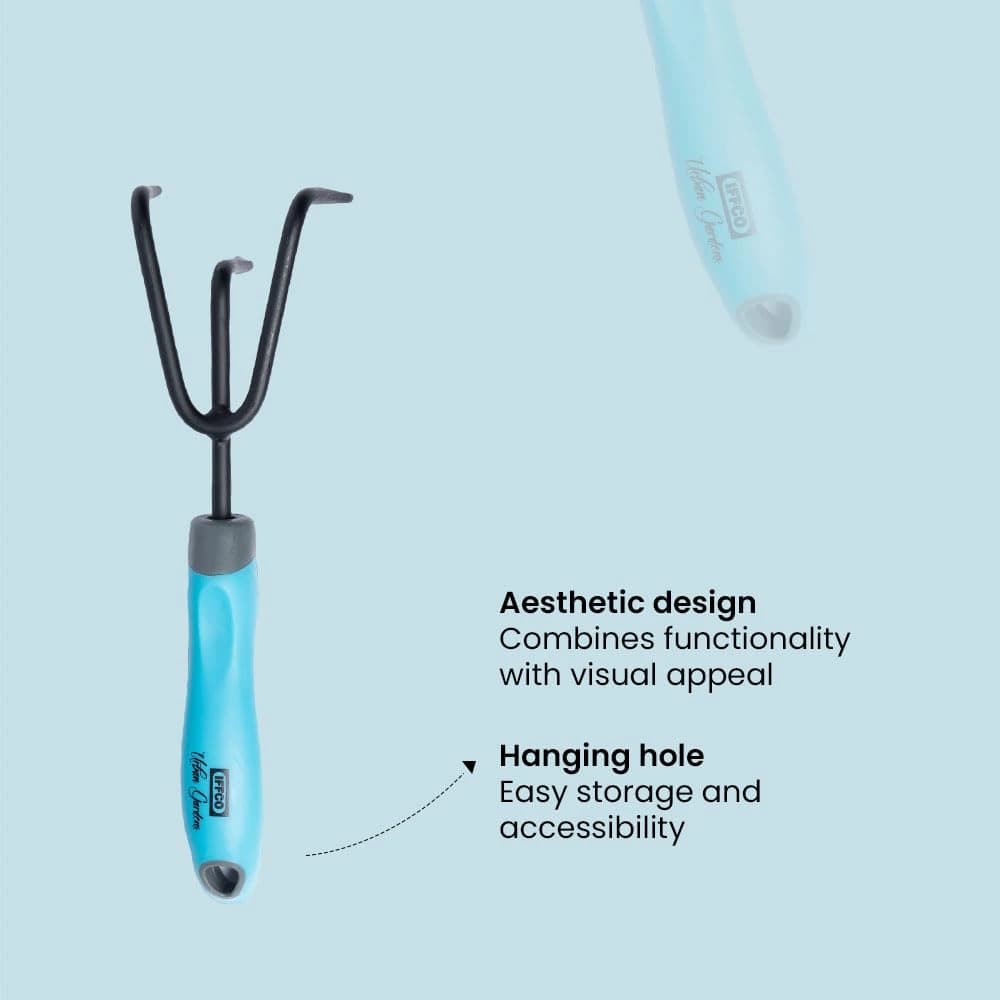 IFFCO Urban Gardens Cultivator 1 Pc, Gardening Tools For Home Garden, Carbon Steel Front With Soft Rubber Handle For Better Grip, Use For Hoeing - Image 3