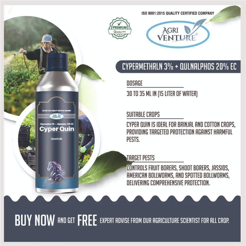 Agriventure Cyper Quin Cypermethrin 3% + Quinalphos 20% EC Insecticide, Effective Pest Control In Crops - Image 4