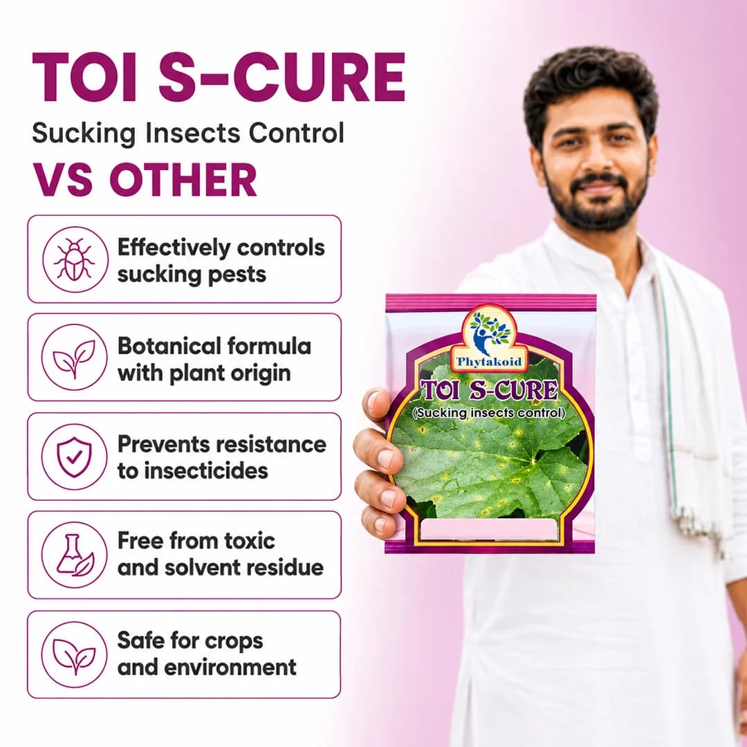 TOI S-CURE (రసం పీల్చే పురుగులు మరియు పేనుబంక, వైట్ఫ్లై, బగ్స్ సమర్థ నియంత్రణ) IFOAM ధృవీకరించబడింది - Image 2