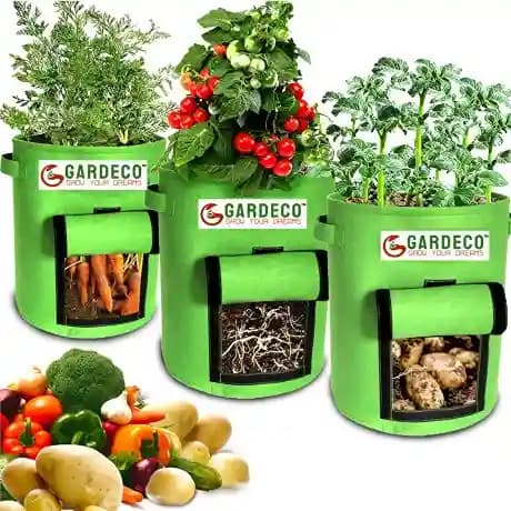 GARDECO HDPE 260 GSM UV Treated Potato Grow Bags with Flap, Planter Pot with Harvest Window for Vegetables - Image 3