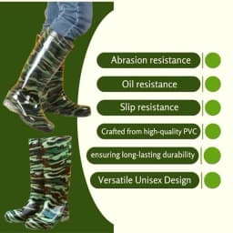 Radhe Gum Boot For Men Flexible PVC, Puncture And Tear Resistant, Anti-Static, Anti-Slip, Oil, Water, Acid Resistance Safety Boot (Olive Green) 2