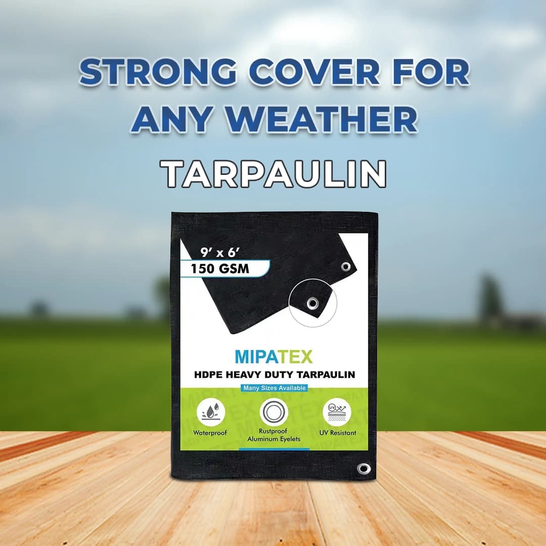 मिपाटेक्स तिरपाल, 150 जीएसएम, वाटरप्रूफ बहुउपयोगी उपयोग, एल्युमीनियम आईलेट्स के साथ पॉली ताड़पत्री। - Image 2