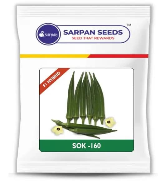 Sarpan Seed F1 Hybrid SOK 160 Bhindi Seeds, Okra Seeds, Highly Tolerant To YVMV And ELCV - Image 1