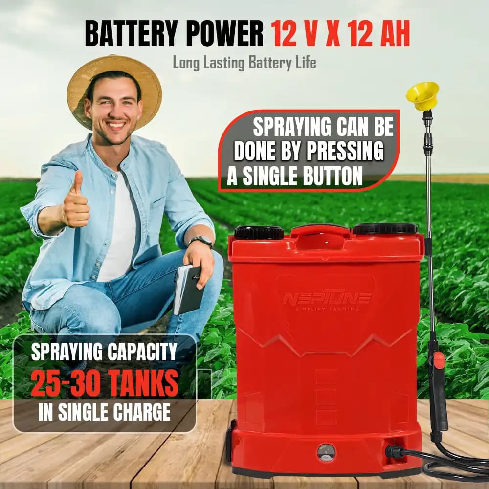 Neptune Model-13 Knapsack Battery Sprayer 12V 12Amp, 20L Tank, Telescopic Lance with 4 Nozzles, Ideal for Farming & Garden Spraying (Color May Vary) - Image 5