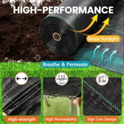 Singhal 90 GSM Garden Weed Control Barrier Sheet Mat, Landscape Fabric, Heavy Duty Weed Block Gardening Mat For Gardens (Black) 7