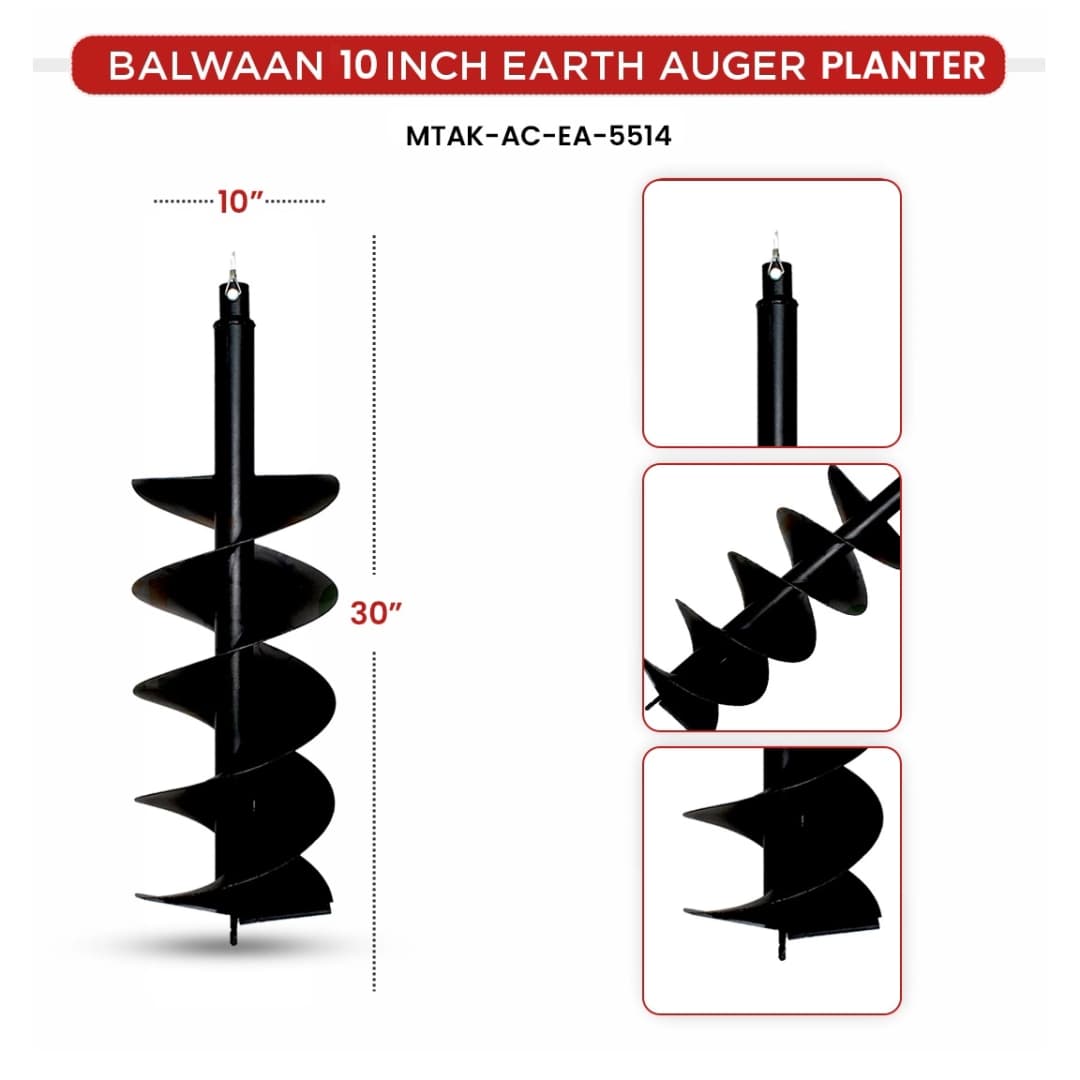 Balwaan PT-10D Double Spiral Planter, 10 Inch Earth Auger, Heavy-Duty, Faster Drilling And Durable - Image 2
