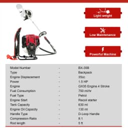 Balwaan BX 35B Brush Cutter, 35CC 4 Stroke Back Pack Crop Cutter Machine with Tap And Go Cutter 9