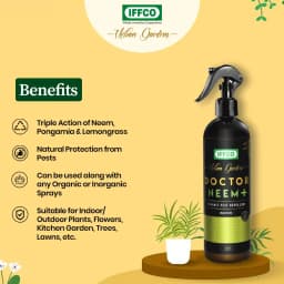 IFFCO Urban Garden Doctor Neem+ Organic Pest Repellent, Fight Against Sucking Pest, Triple Action Neem, Pongamia And Lemongrass Oil, Ready To Use 5