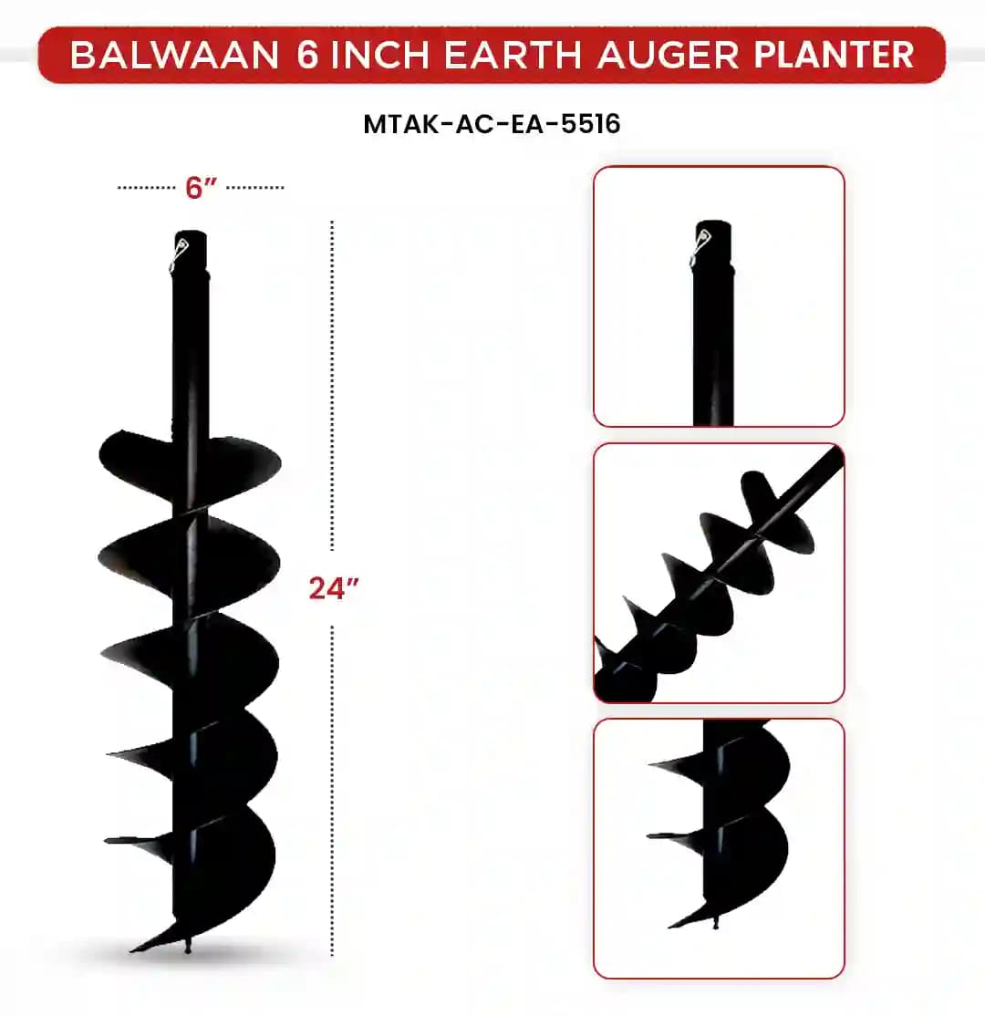 Balwaan PT-6D Double Spiral Planter, 6-Inch Earth Auger, Heavy-Duty, Faster Drilling And Durable - Image 4