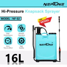 Neptune NF-02 Manual Knapsack Sprayer, Hand-Operated High-Pressure Pump, 16L Tank, Telescopic Lance with 3 Nozzles, Ideal for Farming, Gardening 2