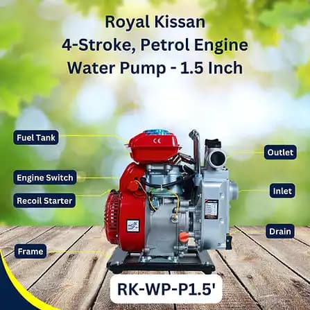 Royal Kissan Premium Quality Portable Water Pump 1.5 Inch, RK-WP-P1.5 With 98CC 4-Stroke Petrol Engine - Image 5