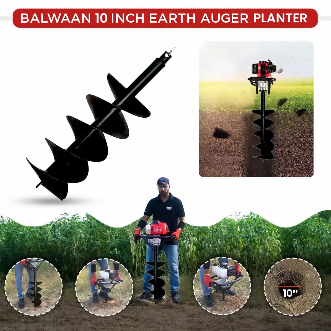 Balwaan PT-10D Double Spiral Planter, 10 Inch Earth Auger, Heavy-Duty, Faster Drilling And Durable - Image 3