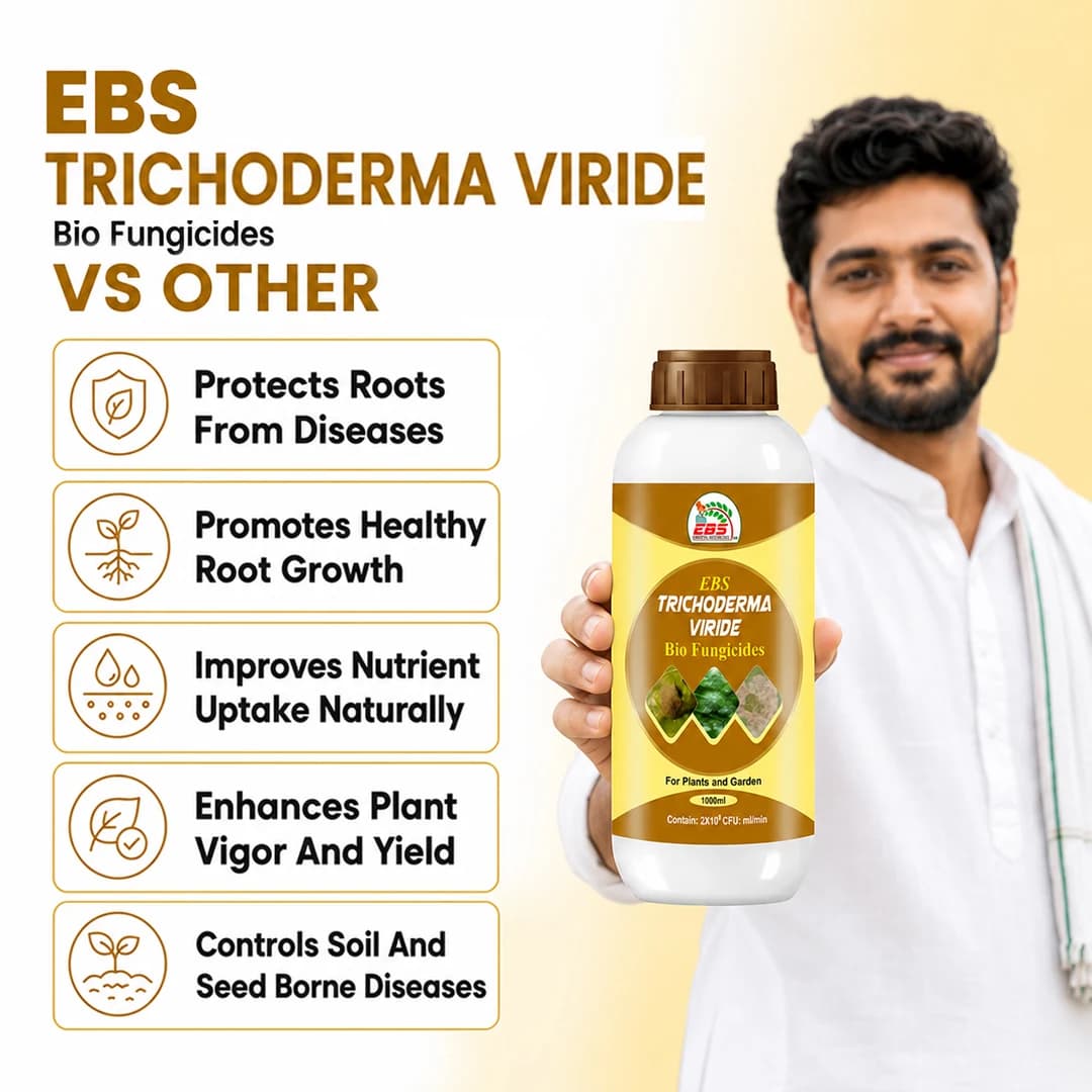 EBS ట్రైకోడెర్మా విరిడే జీవ శిలీంధ్రనాశిని, పండ్లు & కూరగాయల పంటలలో నేల & విత్తన జనిత వ్యాధుల నియంత్రణ. - Image 7