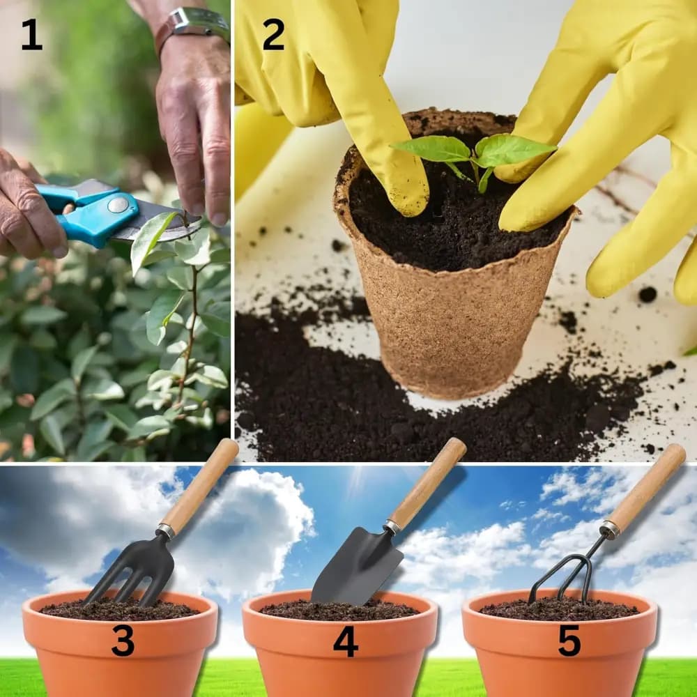 GACIL 5-In-1 Gardening Tool Kit Set For Home Garden, Includes Hand Gloves, Hand Shovel, Hand Fork, Hand Cultivator And Pruner - Image 8