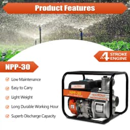 Neptune NPP-30 Water Pump, 3 Inch Outlet, 6.5 HP, 196 CC 4 Stroke Petrol Engine, 3600 RPM Ideal for Farming, Irrigation, Draining & Gardening 2