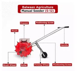 बलवान S-12 कृषि 12T मैन्युअल सीडर, हल्का वजन और संचालित करने में आसान, हाथ से चलाने वाला और पोर्टेबल 8