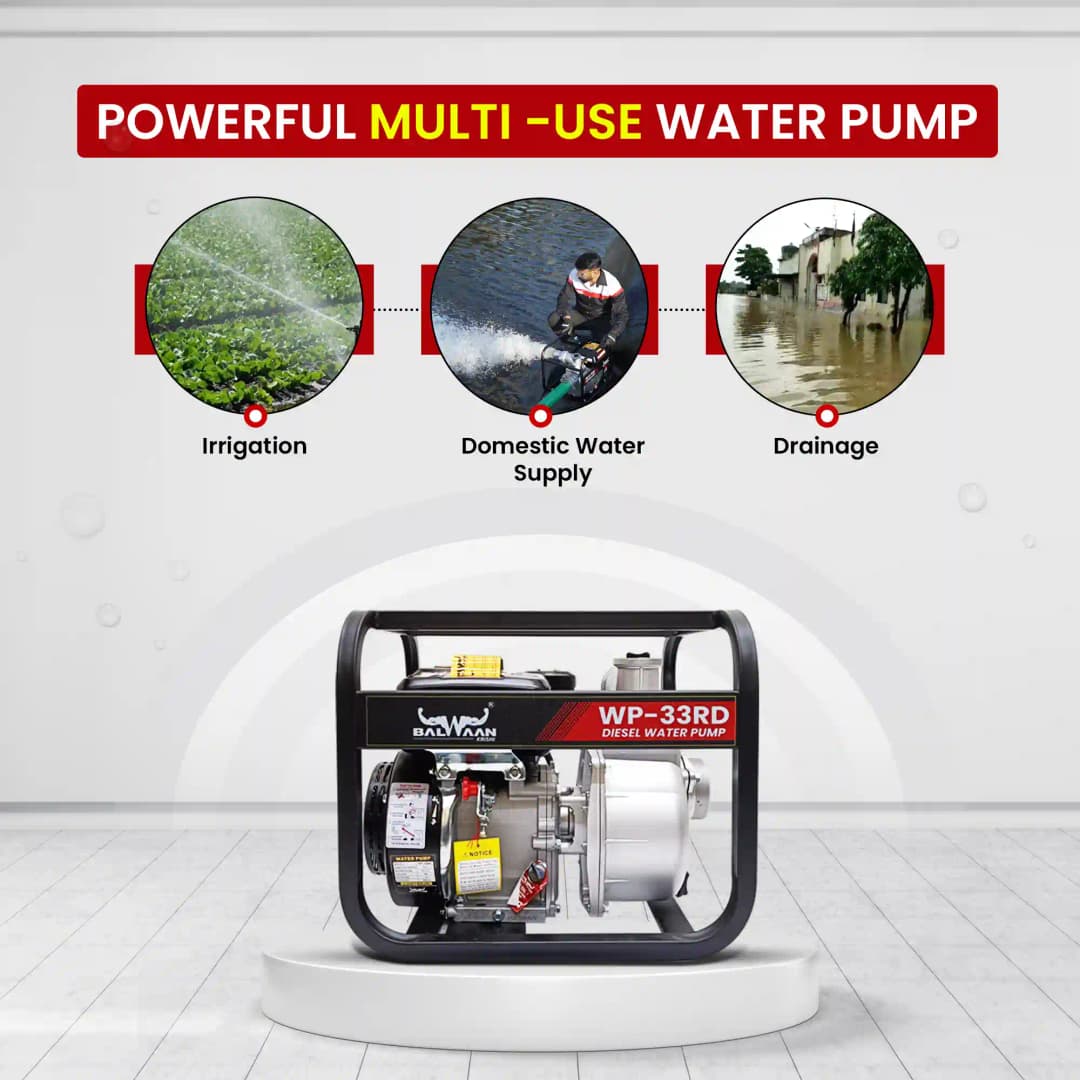 Balwaan WP-33RD 7HP Diesel Water Pump, 4 Stroke Engine, 3-Inch Outlet, Recoil Starter - Image 6