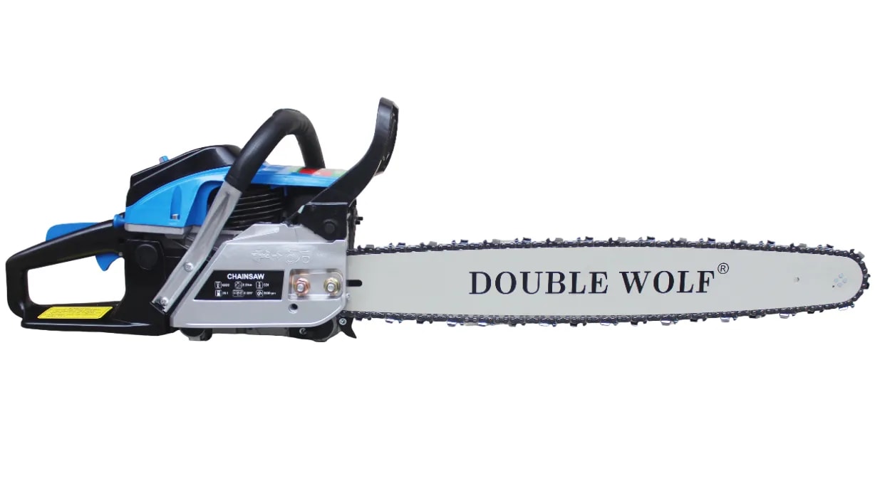 Double Wolf 62CC Heavy Classice Chainsaw, 2-Stroke Petrol Engine, Used In Forestry And Agricultural Work.