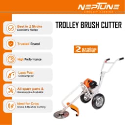 Neptune BC-520W Hand Push Brush Cutter 43CC With Wheel, Advanced Technology, 2800 RPM, 2 Stroke Petrol Engine Grass Trimmer, Ideal For Agriculture 2