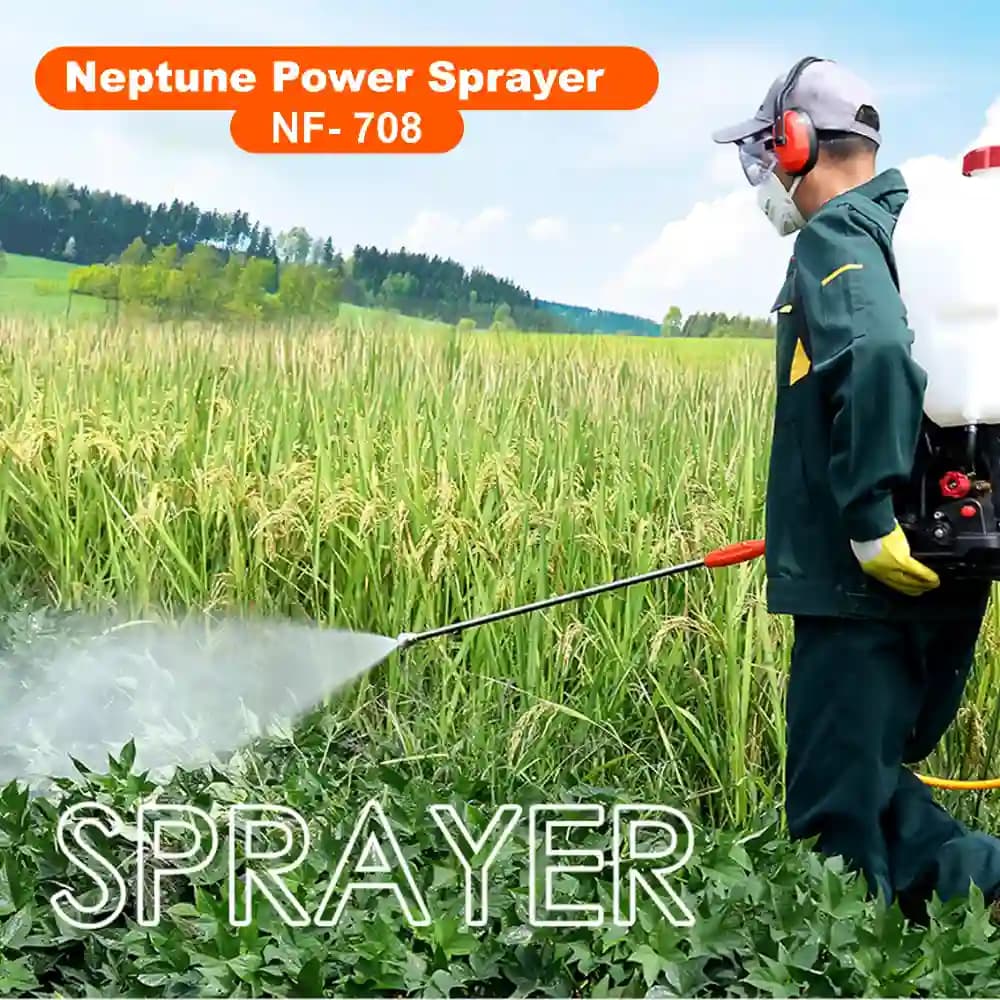 Neptune Model-708 Knapsack Power Sprayer, 2-Stroke 26CC Petrol Engine, 20L Tank, 2 Types Spray Guns Included, Ideal for Farming, Agriculture & Garden - Image 2