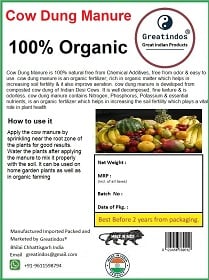 Greatindos Premium Quality Cow Dung Manure 100% Organic For Plants