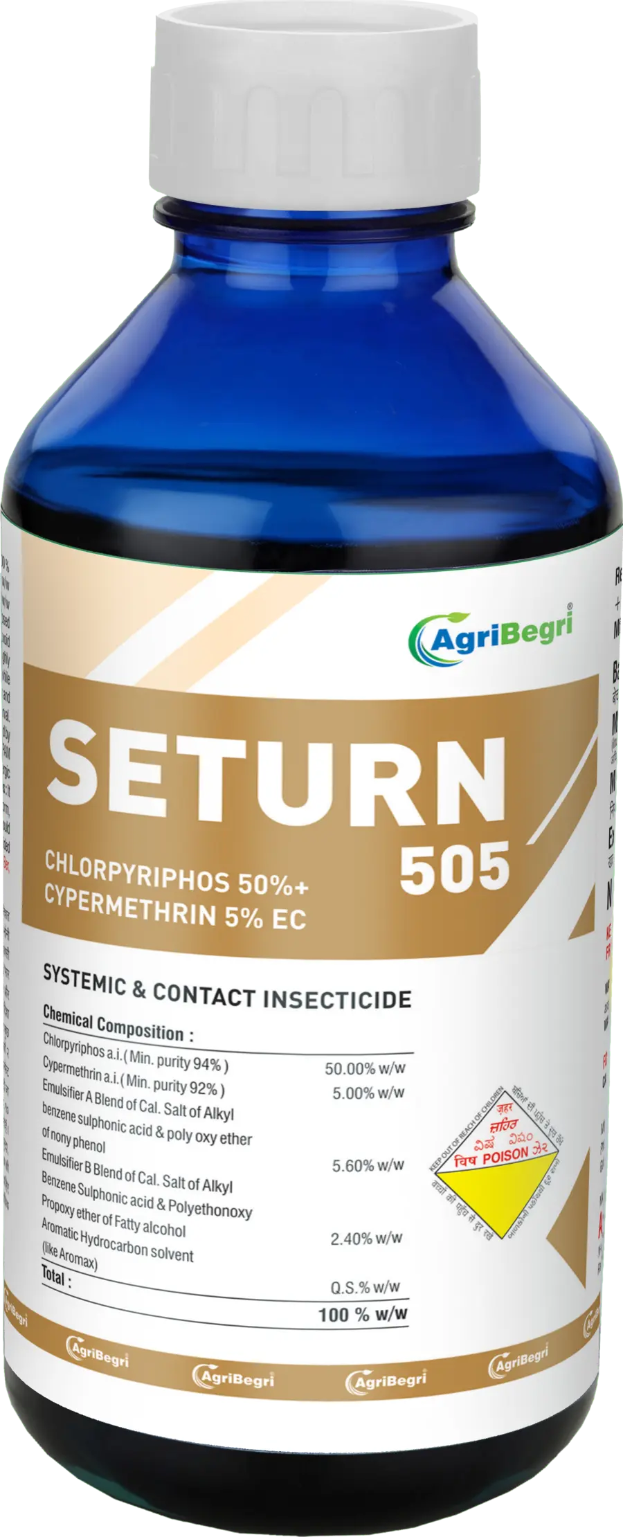Seturn 505 Chlorpyriphos 50% + Cypermethrin 5% EC, Insecticide, Contact and Systemic Action