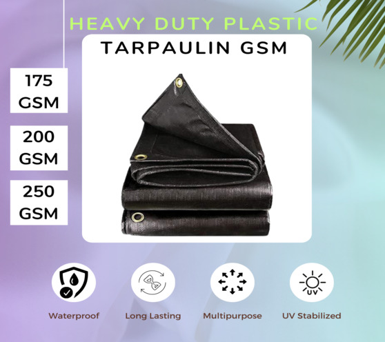 Black HDPE Heavy Duty Plastic Tarpaulin, Tirpal, Tadpatri for Multipurpose,